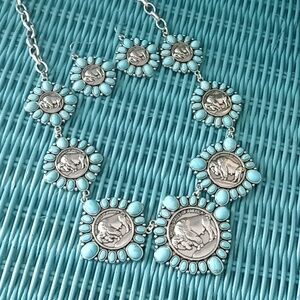 Southwestern Turquoise Buffalo Jewelry Set